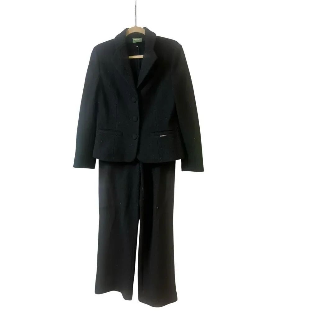 Vintage Geiger two piece pants suit wool with sparkle stripe sz 40 or US 8/10